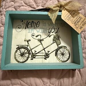 Decorative Bicycle Wall Art with Teal Frame